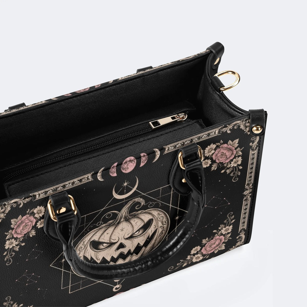 Pumpkin Rose Print Handbag Factory Direct Sales