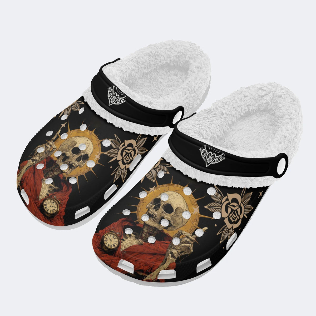 Skull Art Print - Fur Lined Slippers/Sandals