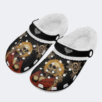 Skull Art Print - Fur Lined Slippers/Sandals