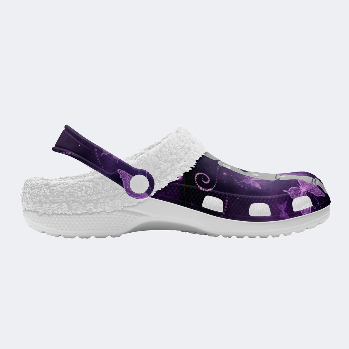 Butterfly And Toe Bone Print - Fur Lined Slippers/Sandals