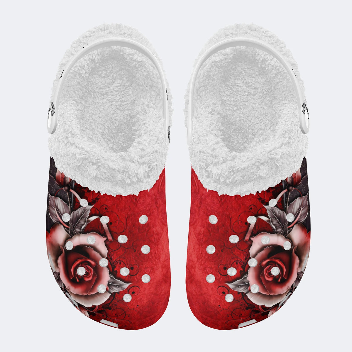 Retro Nostalgic Roses - Fur Lined Slippers/Sandals