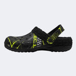 Tech Geometric Print - Fur Lined Slippers/Sandals