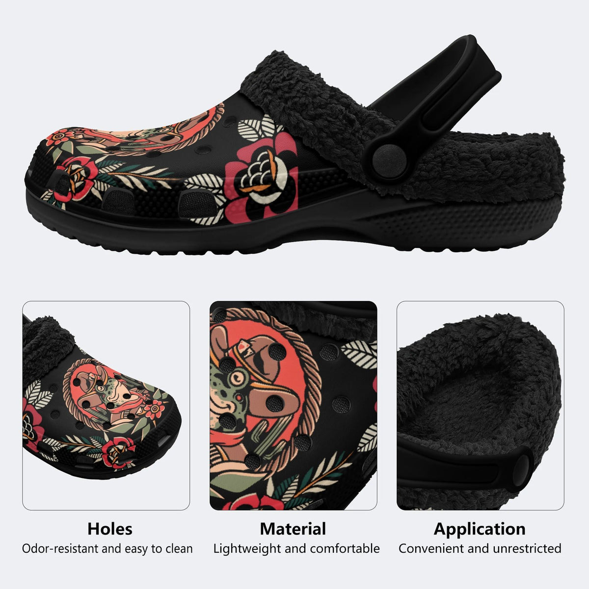 Cowboy Frog Print - Fur Lined Slippers/Sandals