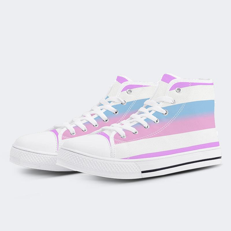 Bigender Pride Flag High Top Canvas Shoes