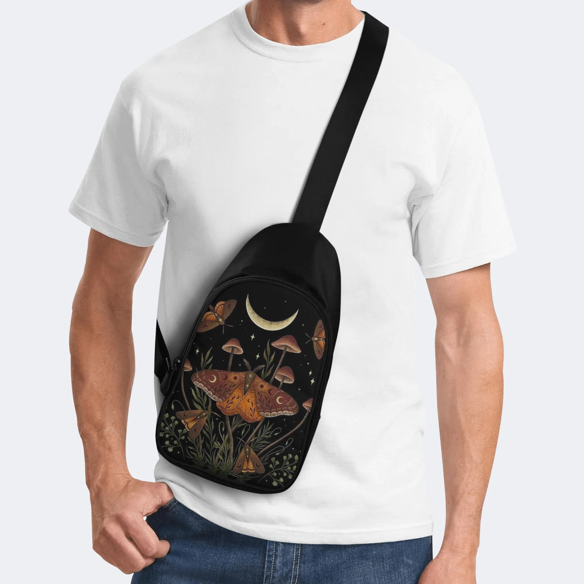 Vintage Floral Moth Print - Chest Bag