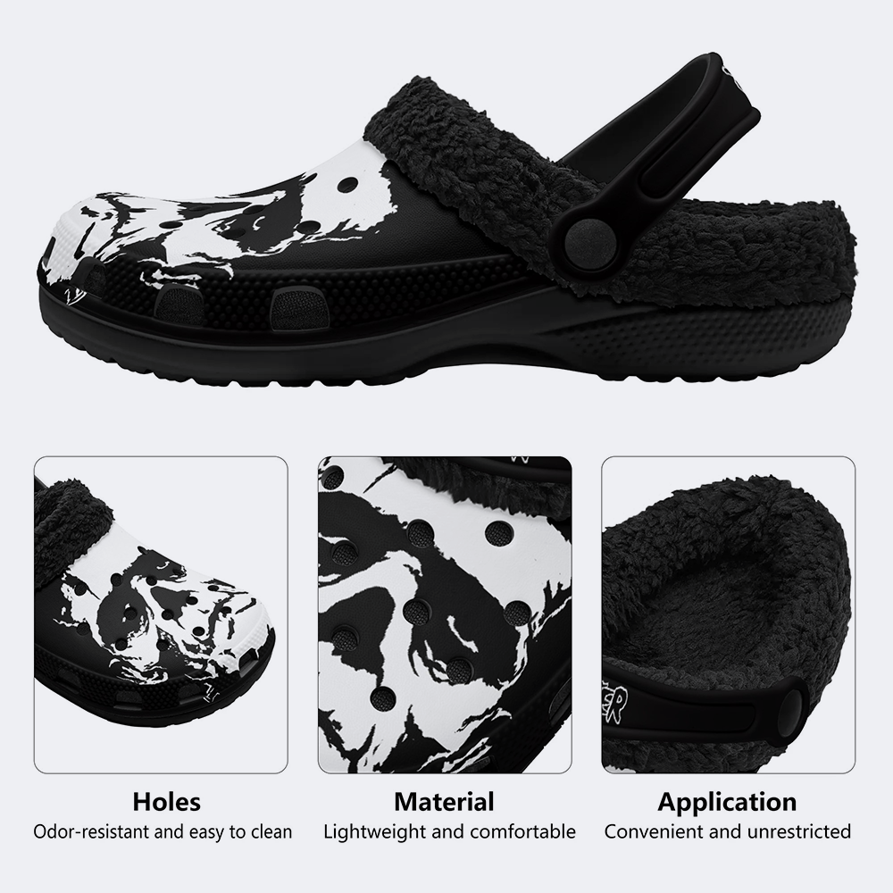 Unisex Monster Skull - Fur Lined Slippers/Sandals