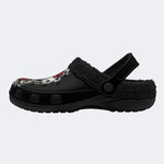 Dark Skull Rose - Fur Lined Slippers/Sandals