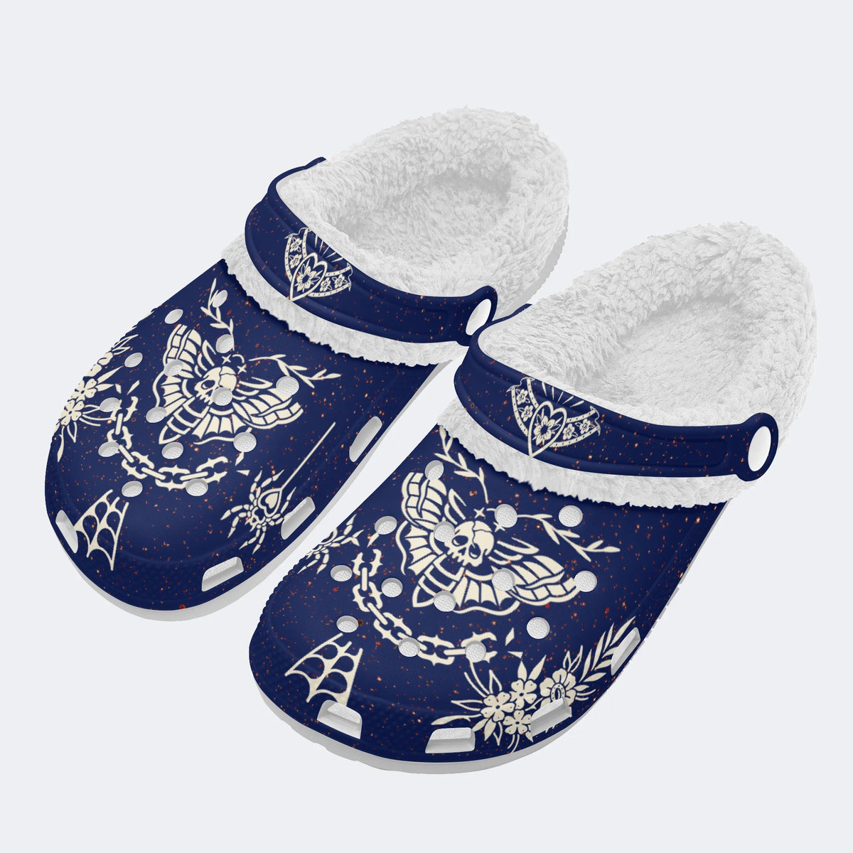 Death Moth Vintage Print - Fur Lined Slippers/Sandals