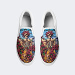 Unisex Tie Dye Skull Graphic Print - Slip On Shoes