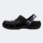 Punk Skull Crow Print - Fur Lined Slippers/Sandals