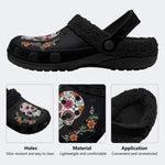 Gothic Sugar Skull - Fur Lined Slippers/Sandals