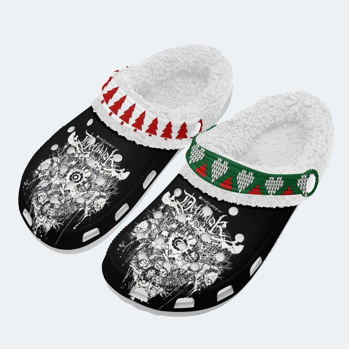 Horror Skull print - Fur Lined Slippers