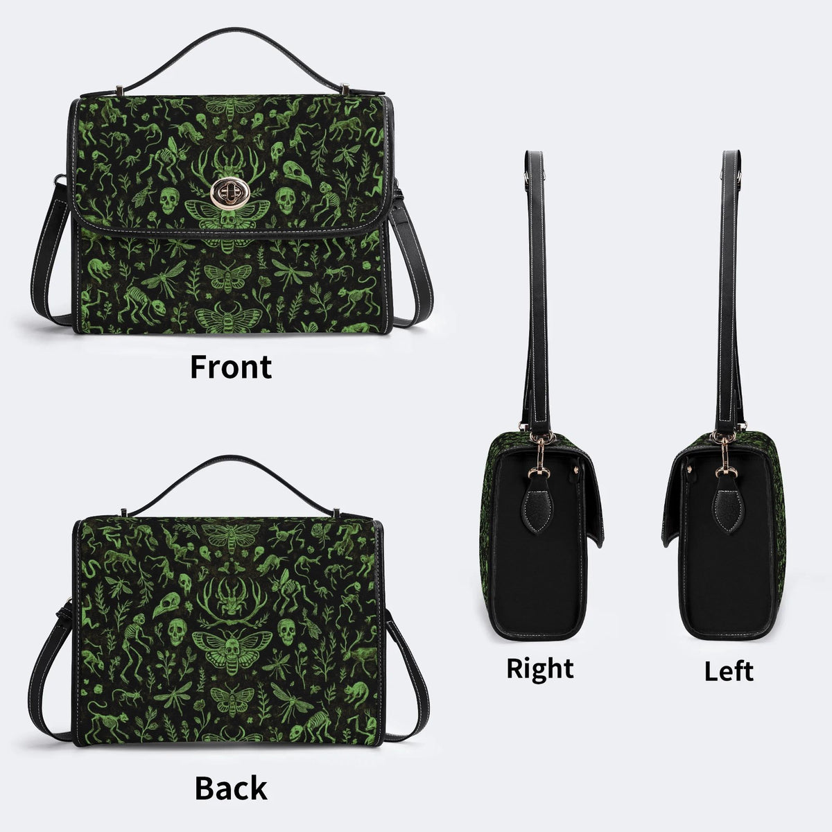Death Moth And Animal Skeleton - Leather Satchel Bag