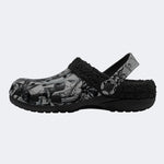 Gothic Floral Bat Print - Fur Lined Slippers/Sandals