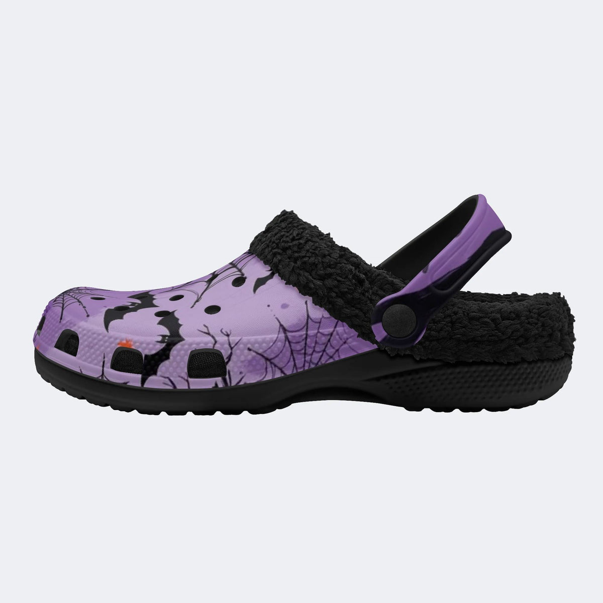 Purple Halloween Bats - Fur Lined Slippers/Sandals
