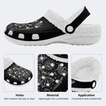 Bats&Skulls&Scorpions Print - Fur Lined Slippers/Sandals