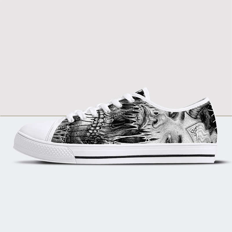 Cranial Extraction Skull Low Top Canvas Shoes