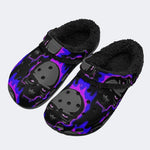 Neon Flame Skulls - Fur Lined Slippers/Sandals