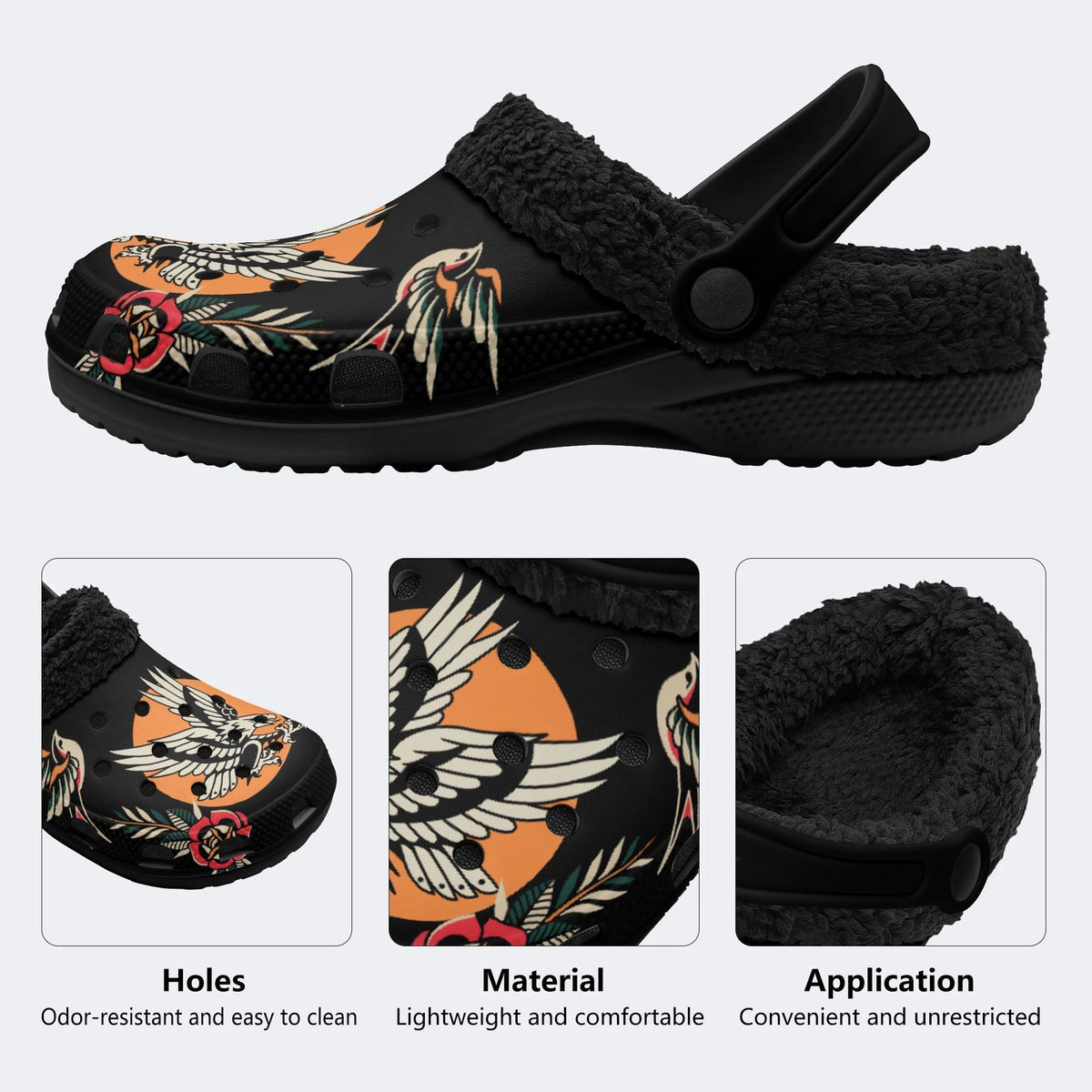 Eagle Art Print - Fur Lined Slippers/Sandals