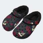 Spooky Rose Skull Vines - Fur Lined Slippers/Sandals