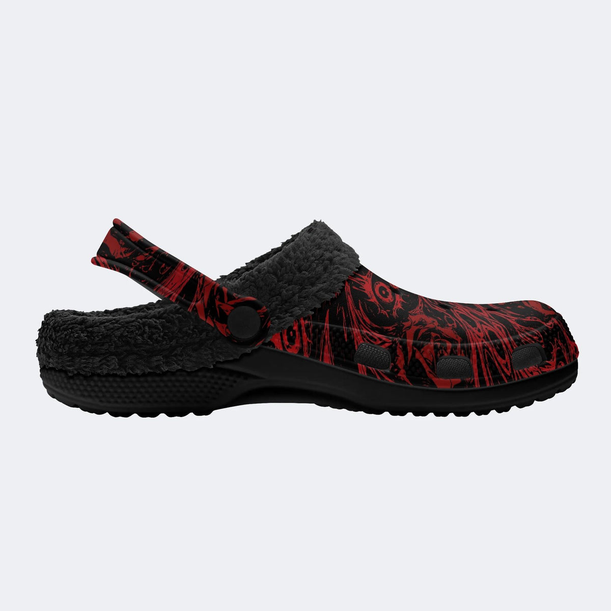 Red Swirl Rose‑Fur Lined Slippers Sandals