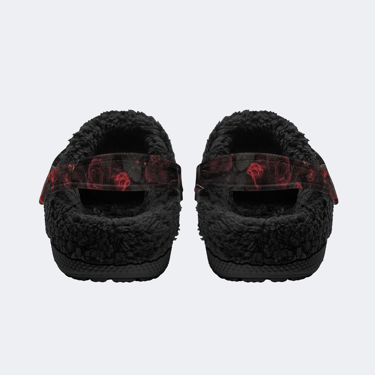 Skull Red Rose - Fur Lined Slippers/Sandals