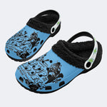 Funny Cat Round Print - Fur Lined Slippers