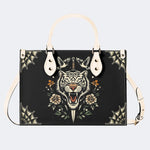 Vintage Tiger Art Print - Leather Handbag