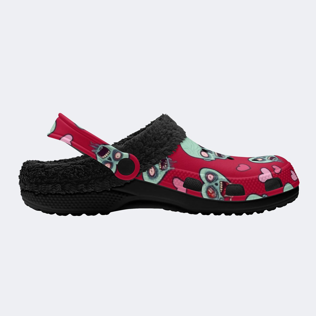 Zombie Heart Skull - Fur Lined Slippers/Sandals
