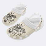 Luna Moth And Mushroom Mystical Moon Moth Witchy - Fur Lined Slippers/Sandals