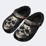 Gothic Skull Black Rose Thorn Vine - Fur Lined Slippers/Sandals
