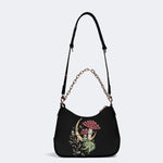 Frog Mushroom Print - Leather Crossbody Bag