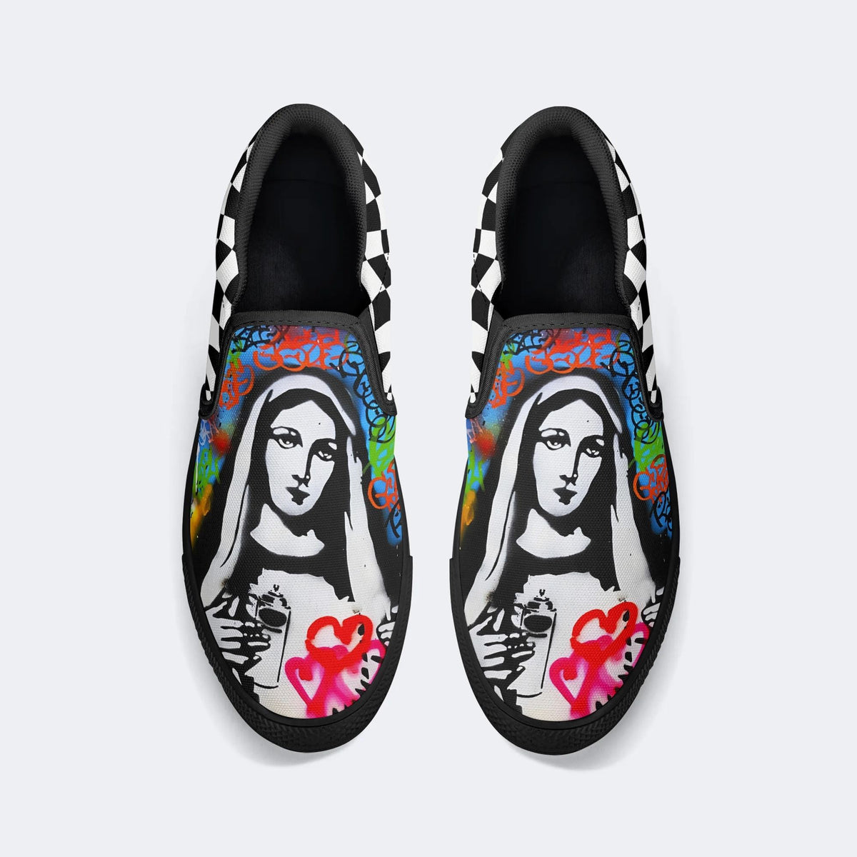 Unisex Graffiti Mary Art Print - Slip On Shoes