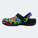 Bright Skulls&Stars Print- Fur Lined Slippers/Sandals