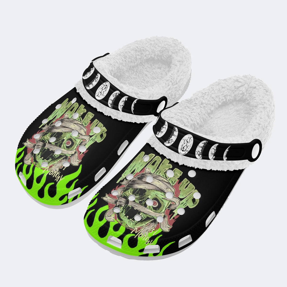 Horror Mummy Monster Print - Fur Lined Slippers/Sandals