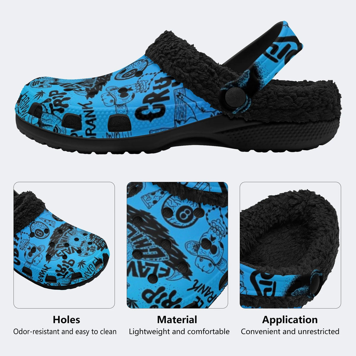 Blue Street Collage - Fur Lined Slippers/Sandals