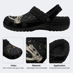 Gothic Cat Skeleton - Fur Lined Slippers/Sandals