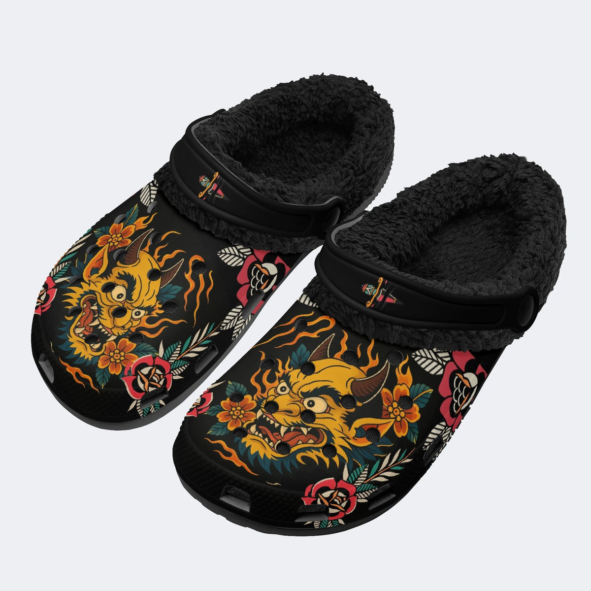 Monster Head Print - Fur Lined Slippers/Sandals