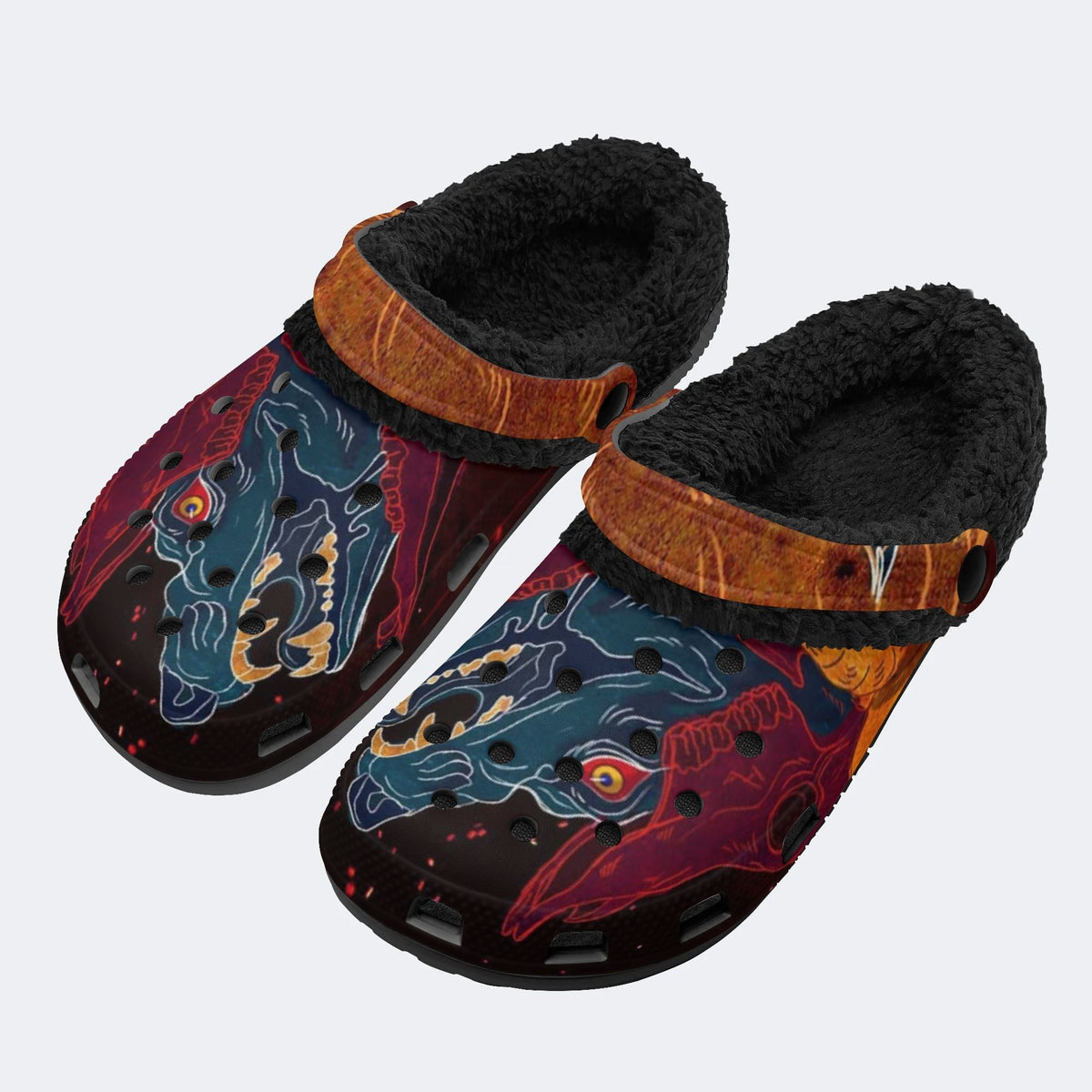 Dark Hell Demon Head - Fur Lined Slippers/Sandals