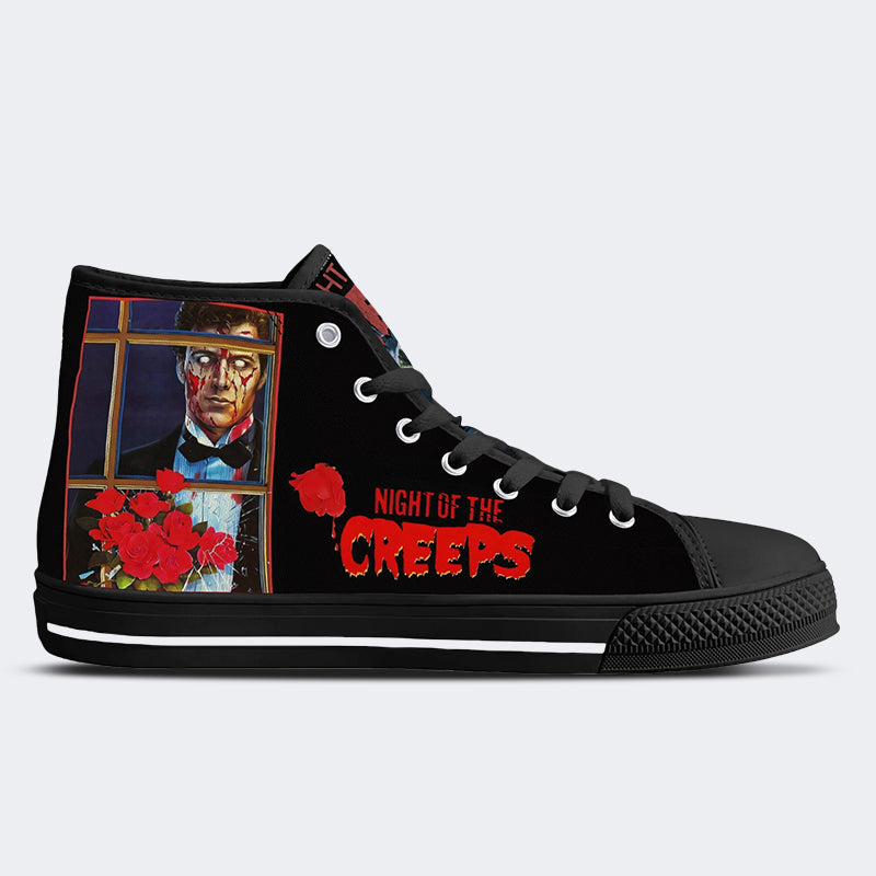Unisex Vintage Horror Graphic - High Top Canvas