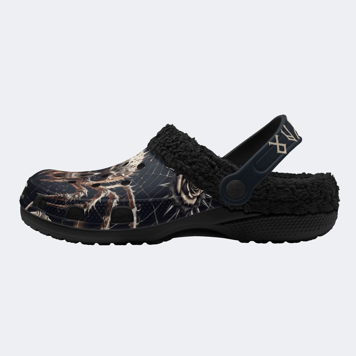 Gothic Rune Spider‑Fur Lined Slippers Sandals