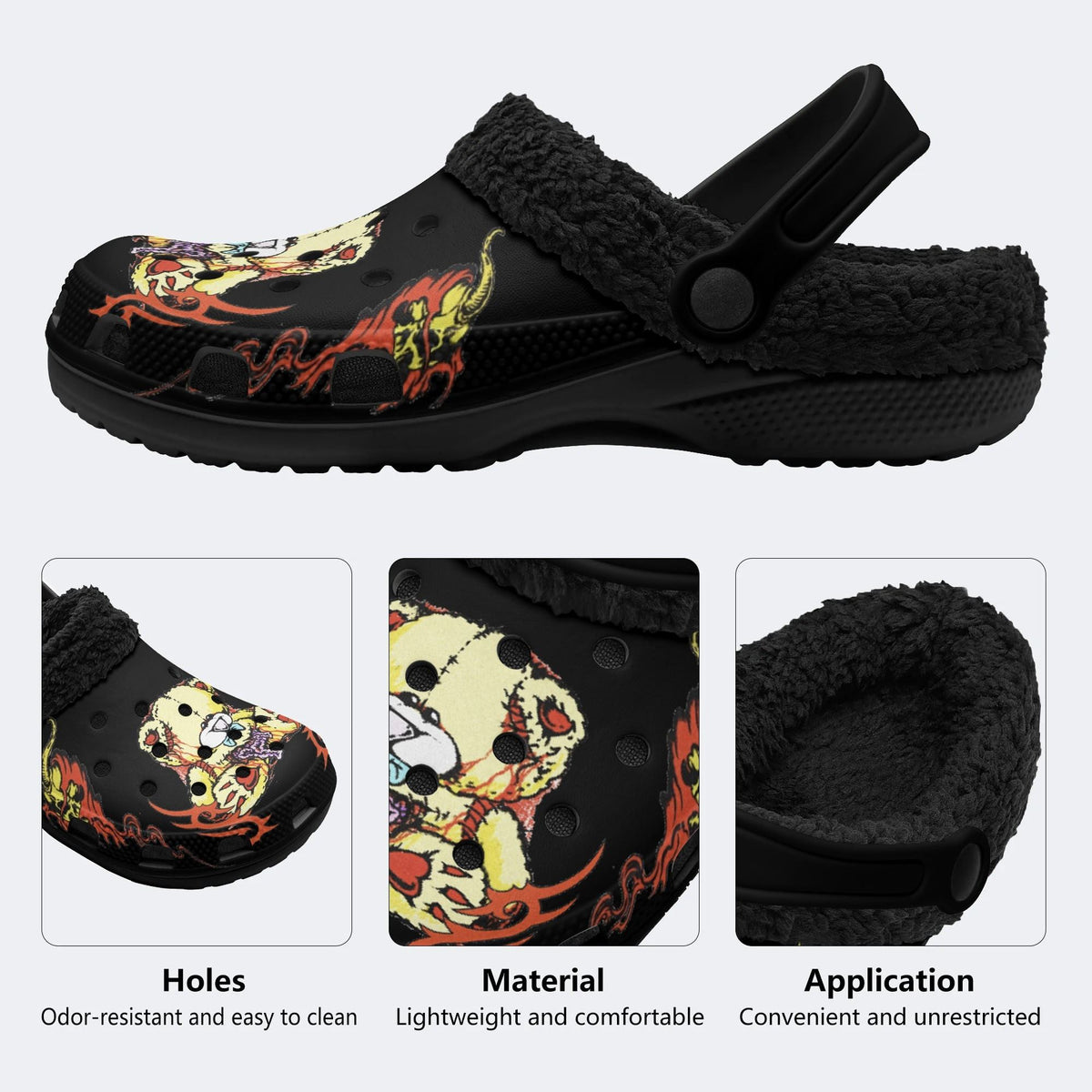 Lonely Bear Doll Print - Fur Lined Slippers/Sandals