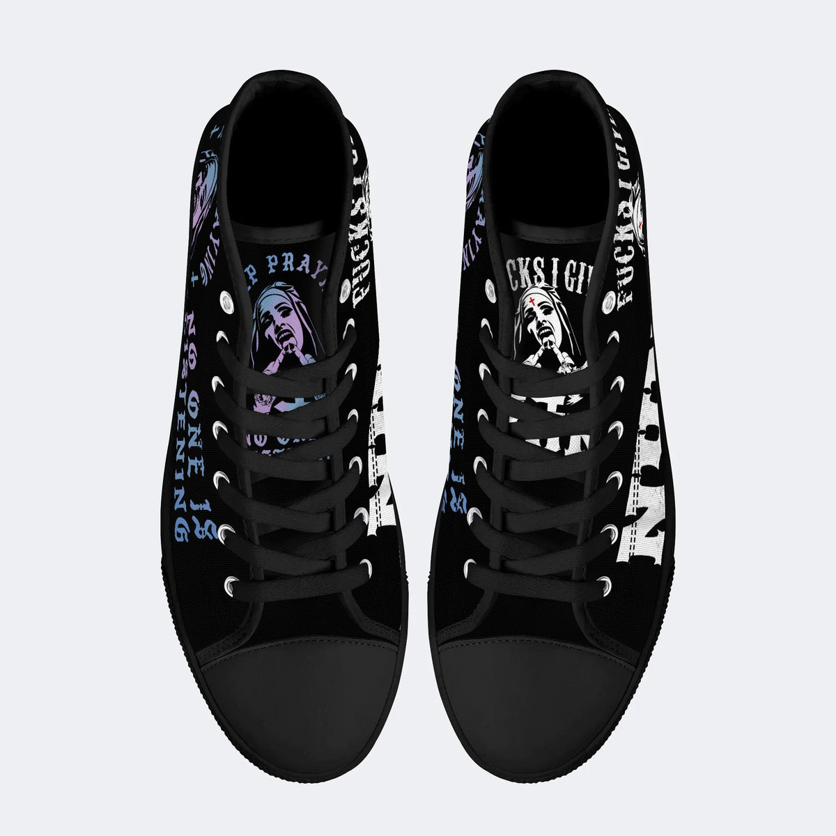 Unholy Nun Fucks Given Nun Unisex Print - High Top Canvas