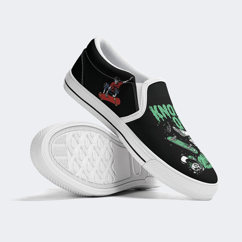 Skull Skateboard - Slip On Shoes