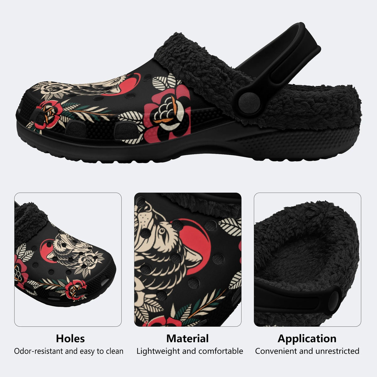 Howling Bear Art Print - Fur Lined Slippers/Sandals