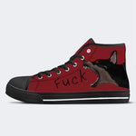 Unisex Schwarzer Hund Fuck Print - High Top Canvas