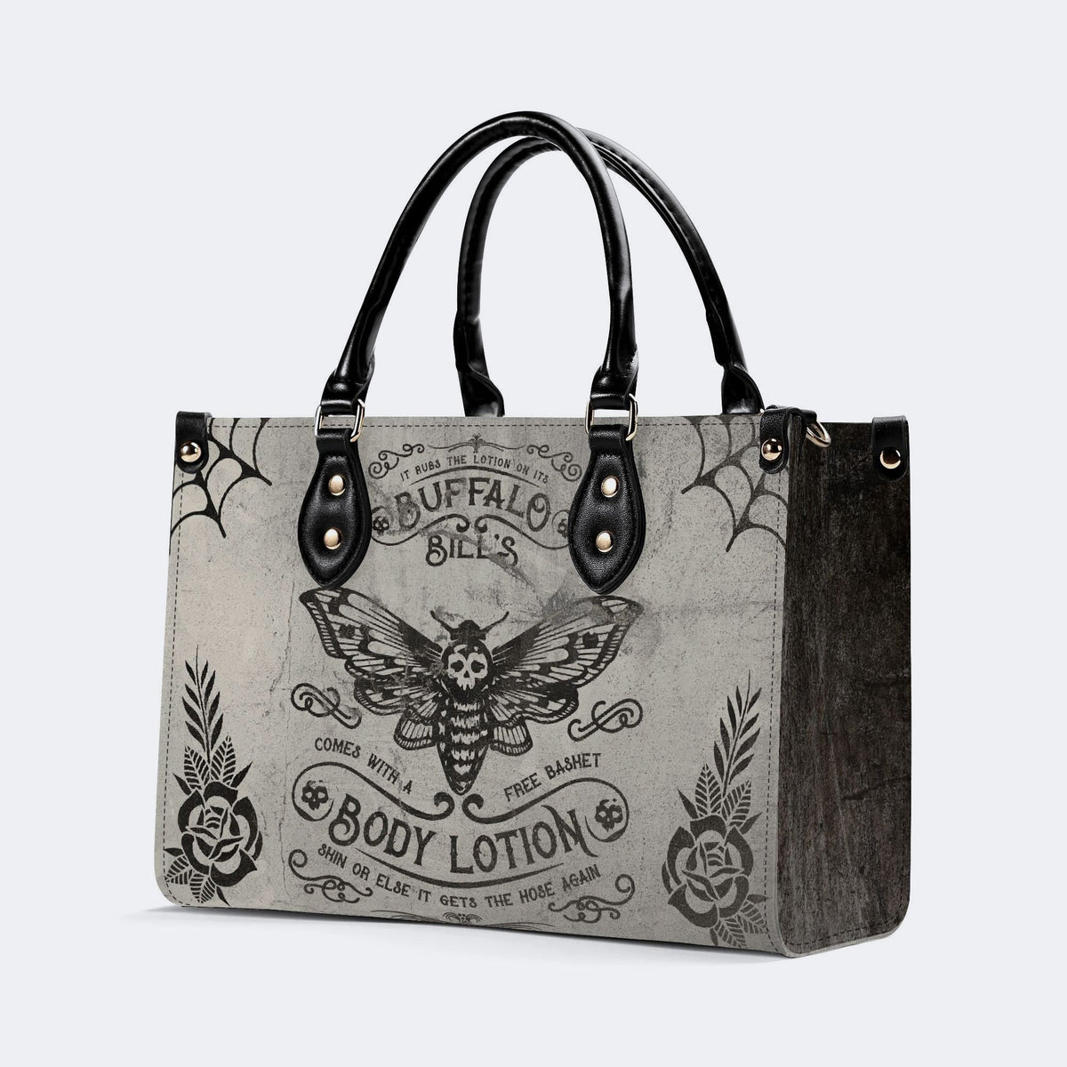 Vintage Death Moth Print - Leather Handbag