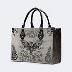Vintage Death Moth Print - Leather Handbag