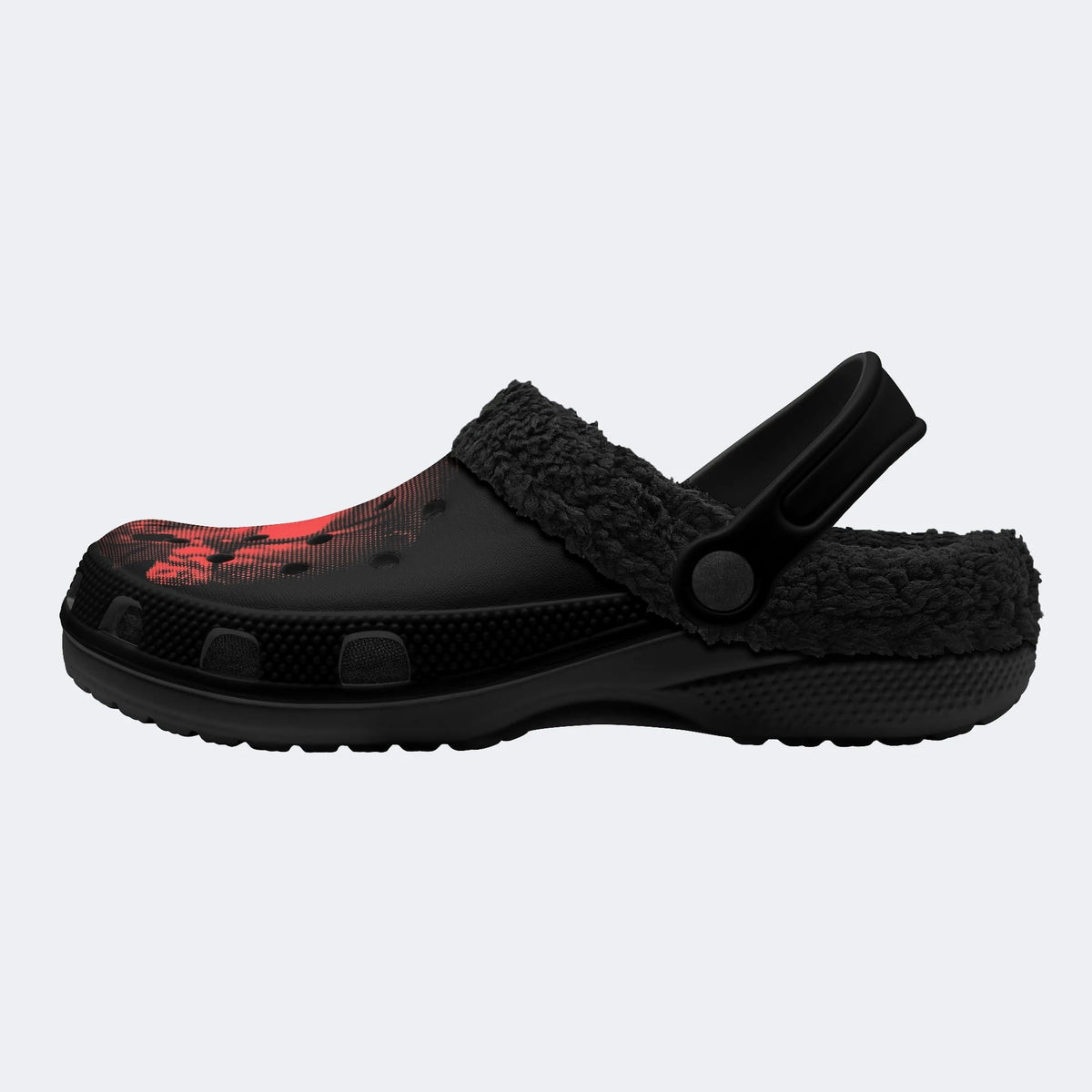 Gothic Pixel Red Skull - Fur Lined Slippers/Sandals