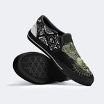 Unisex Death Moth&Skull Print - Slip On Shoes